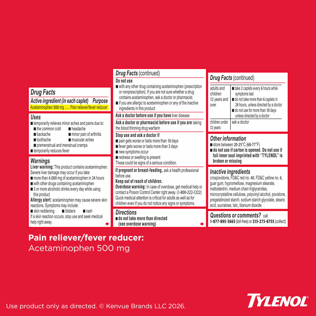 Extra Strength Easy to Swallow Acetaminophen Caplets by Tylenol – 24 Count, Red, Pack of 24, Model Tylenol Extra Easy to Swallow