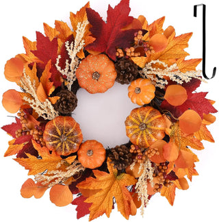 Nisoger Autumn Wreath, 24 Inch Diameter, Pumpkin Berry