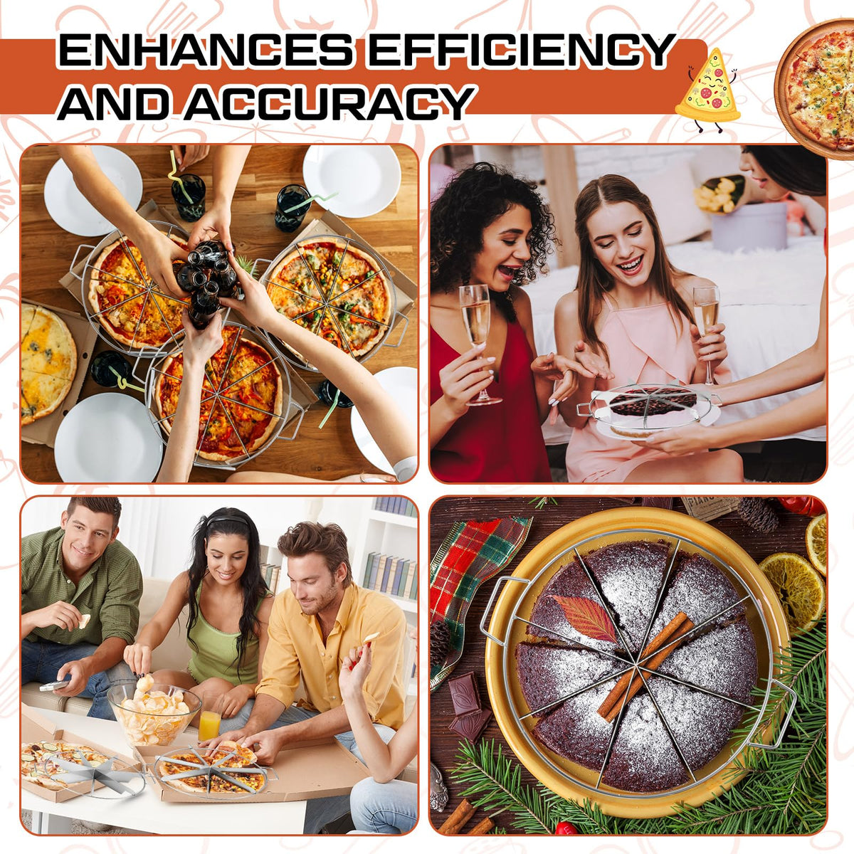 Ziliny Cake Divider Set, 10.6 Inch Stainless Steel, 2 Pack for 8 and 6 Slices