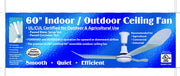 Manufacturing Premium Indoor/Outdoor UL507 Ceiling Fan by J&D – 60"L x 60"W x 21"H, Metal, White, Model CF60A