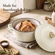Overmont Cast Iron Dutch Oven, 5.5 Quart, Warm White