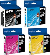 Epson 702XL Black/Cyan/Magenta/Yellow Ink Cartridge 4/Pack Bundle | Works with WF-3720, WF-3730, WF-3733