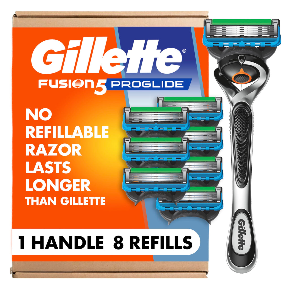 Fusion5 ProGlide Shaving Razor for Men by Gillette – 8 Count (Pack of 1), Plastic, Multicolor