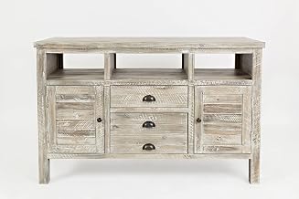 Jofran Artisan's Craft 50'' Farmhouse Media TV Stand Console, Lx19''Wx30''H, Washed Grey