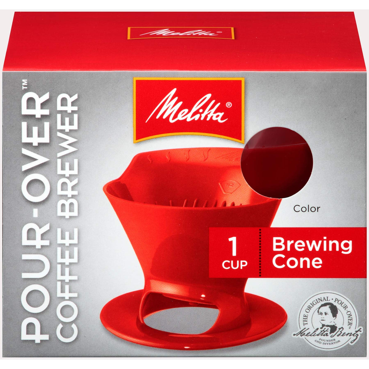 Single Cup Pour-Over Cone Coffee Brewer by Melitta – Pack of 8, 1 cups, Red, Pack of 8, Model LEPUSMGRYC3337