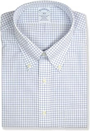 Brooks Brothers Mens Regular Fit All Cotton Mixed Plaid Pocket Dress Shirt,