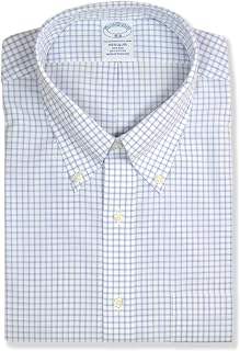 Brooks Brothers Mens Regular Fit All Cotton Mixed Plaid Pocket Dress Shirt,