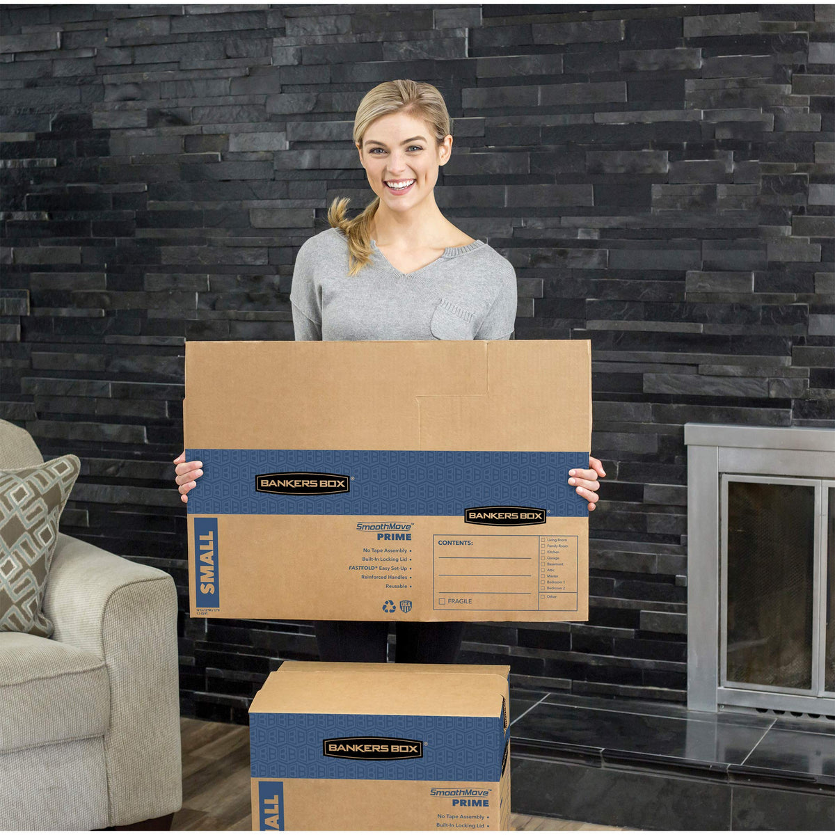 15-Pack Medium Prime HD Moving Boxes with Reinforced Handles by Bankers Box – 15 Pack, Cardboard, 15-Pack, Model 0062805