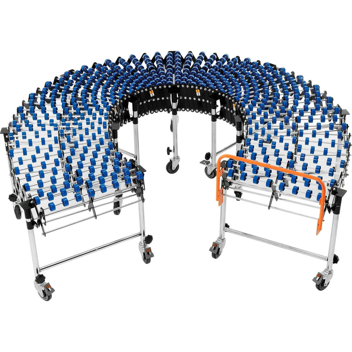 24" W Portable Flexible & Expandable Conveyor by Global Industrial – 32"L x 24"W x 10"H, Alloy Steel, Blue, Model 168111