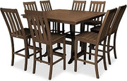 Polywood Vineyard 9-Piece Nautical Trestle Bar Set (Teak)
