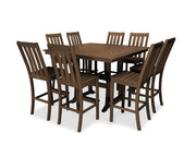 Vineyard 9-Piece Nautical Trestle Bar Set (Teak) by Polywood – Plastic, Teak