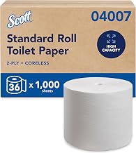 Scott Professional Coreless Toilet Paper, Bulk, 36 Rolls (04007) | High-Capacity, 1000 Sheets/Roll, 2-Ply, Standard Tier, Compatible with Coreless Standard Roll Toilet Paper Dispensers