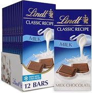 Lindt CLASSIC RECIPE Milk Chocolate Candy Bar, 4.4 oz., 12 Pack