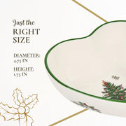Spode Christmas Tree Earthenware Dip Bowl, Heart Shape, Multicolor