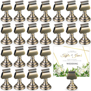 Kathfly Metal Table Number Holders, 24 Pack, Bronze