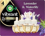 Air Wick Plug-In Scented Oil Refills, 4 Count, Lavender & Waterlily, Air Freshener, Essential Oils