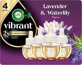 Air Wick Plug-In Scented Oil Refills, 4 Count, Lavender & Waterlily, Air Freshener, Essential Oils