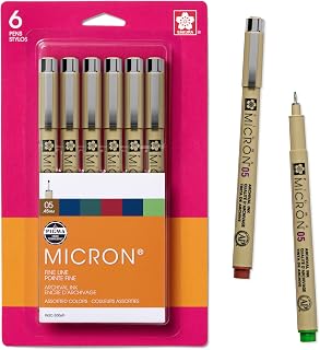 SAKURA Pigma Micron Fineliner Pens, 05 Tip, Earth Colors, 6 Pack