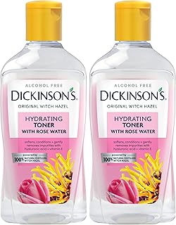 Dickinson's Enhanced Witch Hazel Hydrating Toner with Rosewater, Alcohol Free, 98% Natural Formula, 16 Fl Oz (Pack of 2)