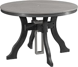 American Furniture Classics Model 44R-D-LGB Dining Height Round Table in Light Grey with a Black Base, Made in The USA
