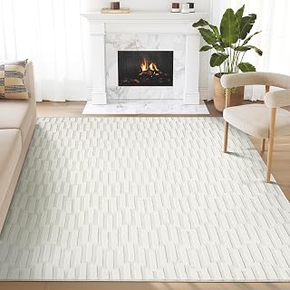 Abani Neutral Cream Area Rug for Living Room, Bedroom - Geometric Pattern - 2' x 3' - Durable & Easy to Clean