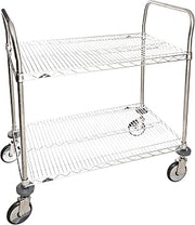 METRO M608 Stainless Steel Wire Utility Cart, 2 Shelves, 375 lbs Capacity, 36" Length x 21" Width x 39" Height