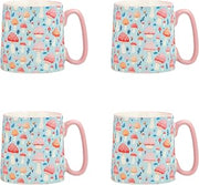 10 Strawberry Street Bella Mug, Petalcap Mushroom Meadow, Set of 4