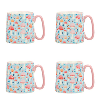 Bella Mug by 10 Strawberry Street – 18 fl. Oz., 18.0 fluid_ounces, Ceramic, Petalcap Mushroom Meadow, Pack of 4