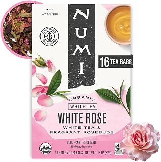 Numi Organic White Rose Tea, 16 Tea Bags, Low Caffeine
