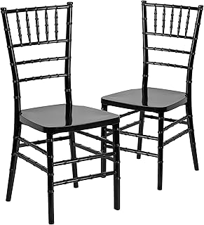 Flash Furniture Hercules Stacking Resin Chiavari Chair, Black, 2-Pack | Weddings And Parties, Durable Resin, Easy To Clean