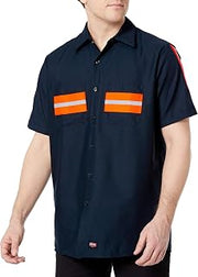 Red Kap Men's Enhanced Visibility Shirt with Gripper at Neck and Short Sleeve
