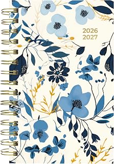 Blueline Essential Academic Daily/Monthly Planner, August 2026 to July 2027, Twin-Wire Binding, Poly Cover, 8" x 5", Blossom Design, Yellow (CA214PG.01)