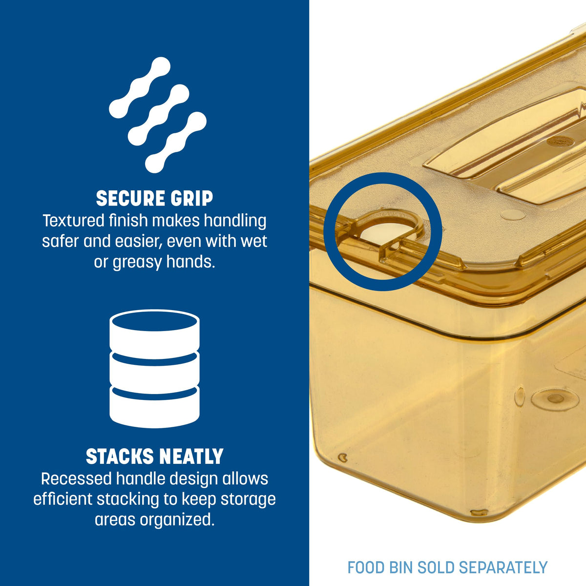 Carlisle FoodService Products Third Size 1 pack / Amber / Handled Notched Lid Storage & Transport