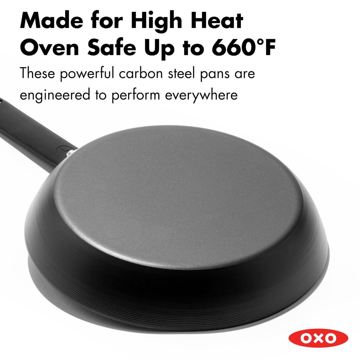 Obsidian 12" Carbon Steel Frying Pan by OXO – 12" Frying Pan Skillet (Pack of 6), 3.0 cups, Carbon Steel, Negro, Pack of 6