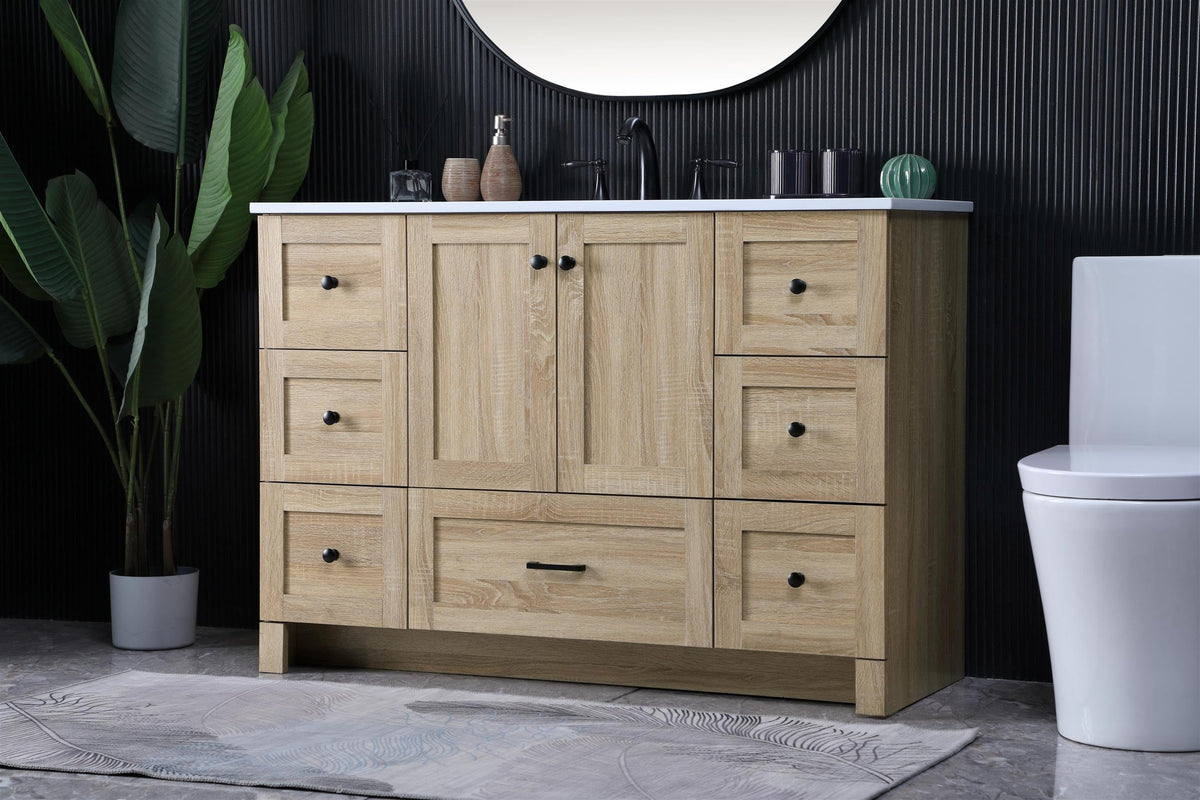 Elegant Kitchen And Bath 48 Inch Single Bathroom Vanity In Mango Wood by Elegant Lighting – 19.00" W x 34.00" H x 48.00" D, Mango Wood, Model VF2848MW