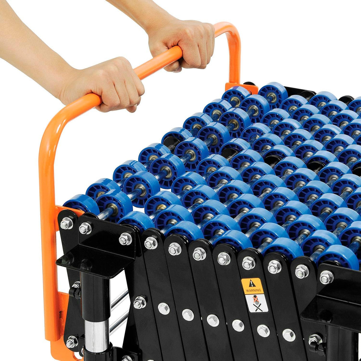 24" W Portable Flexible & Expandable Conveyor by Global Industrial – 32"L x 24"W x 10"H, Alloy Steel, Blue, Model 168111