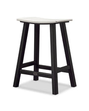 ® Bar Stool Counter Stool by Polywood – wood, Black / White, Model 2011-FBLWH