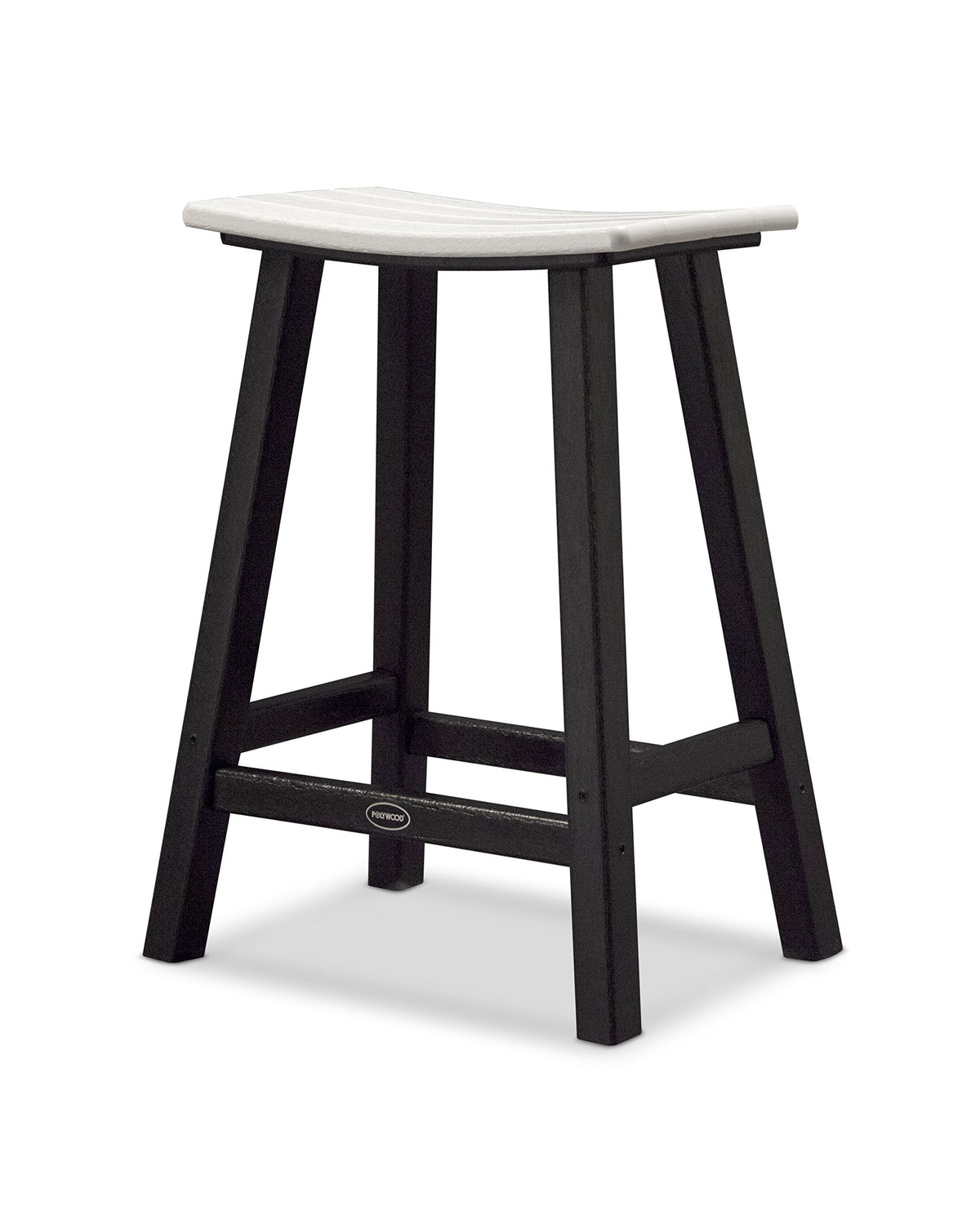 ® Bar Stool Counter Stool by Polywood – wood, Black / White, Model 2011-FBLWH