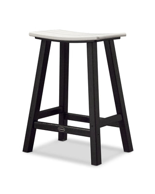 ® Bar Stool Counter Stool by Polywood – wood, Black / White, Model 2011-FBLWH