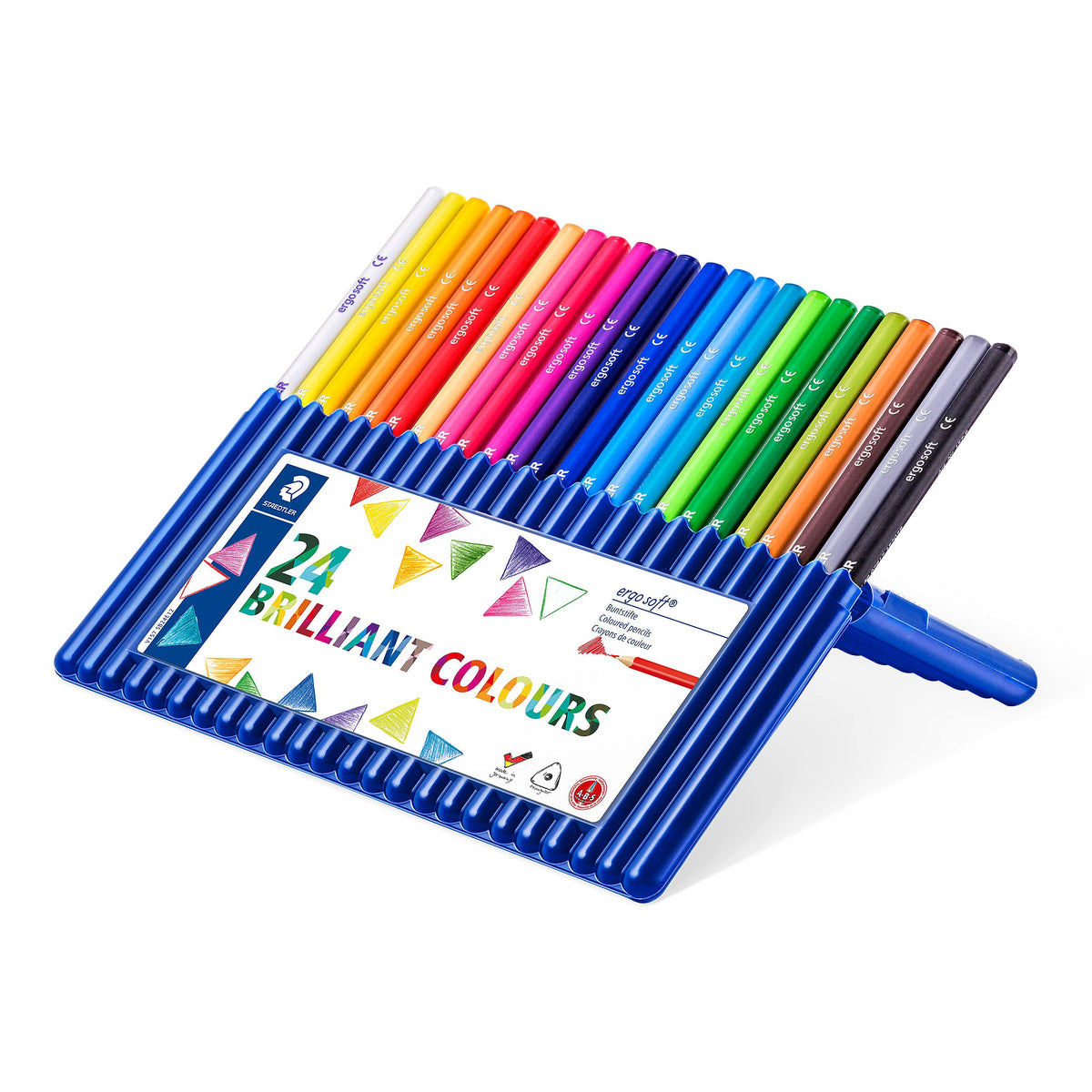 Ergosoft Colored Pencils by STAEDTLER – 24 Count (Pack of 1), Wood, Assorted, Model 157SB24CB