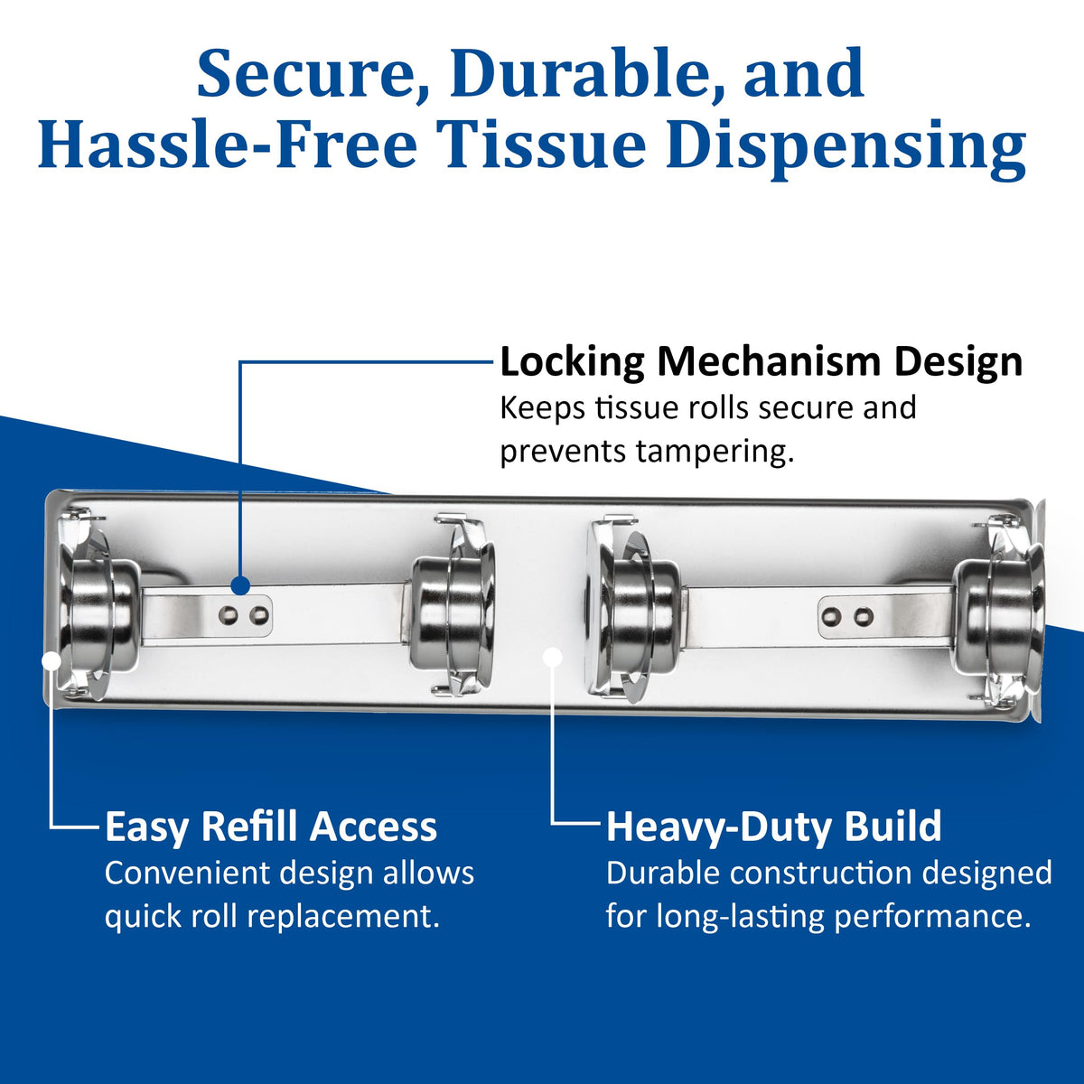 carlisle San Jamar - Locking Toilet Tissue Dispenser – 2 Roll Capacity, Metal, Chrome, Model R260XC