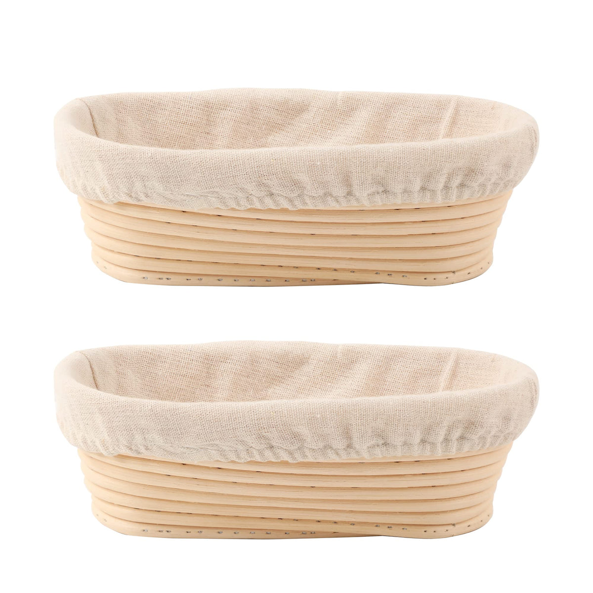 Doyolla Bread Proofing Basket Set, 10 Inch Oval, Set of 2 with Liners