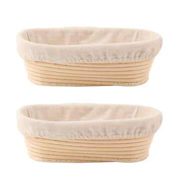 Doyolla Bread Proofing Basket Set, 10 Inch Oval, Set of 2 with Liners