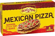Old El Paso Mexican Pizza Kit with Queso Sauce, 12 ct, 10.66 oz | Includes 12 Tostadas, Seasoning, Taco Sauce & Queso Sauce, Makes 6 Mexican Pizzas, Season, Stack, Top & Bake Method