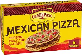 Old El Paso Mexican Pizza Kit with Queso Sauce, 12 ct, 10.66 oz | Includes 12 Tostadas, Seasoning, Taco Sauce & Queso Sauce, Makes 6 Mexican Pizzas, Season, Stack, Top & Bake Method