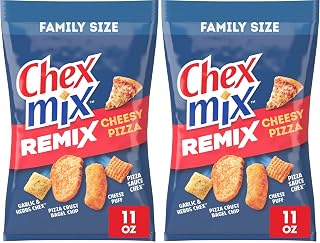 Chex Mix Remix Cheesy Pizza Snack Mix, Snack Bag, Family Size, 11 oz (Pack of 2)