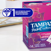 Tampons, Super Absorbency, with Leakguard Braid, Unscented, 14 Ct by Tampax – Rubber, Model Radiant