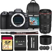 EOS R6 Mark II Mirrorless Camera with Cropping Guide Firmware Bundle | + Canon RF 100mm f/2.8 L Macro IS USM Lens for Macro Photography & Creative Portraits|24.2MP Sensor + 64GB Card + Backpack