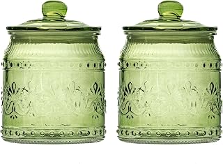 10 Strawberry Street Wentworth Glass Canister, Set of 2 (Sage)