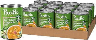Pacific Foods Organic Curry Potato and Vegetable Soup, 16.3 oz Can (12 Pack)